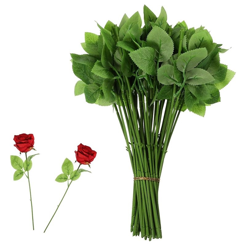 Wire Stem Florist - 2026 New Rose-Stem With-Leaf Artificial Flower
