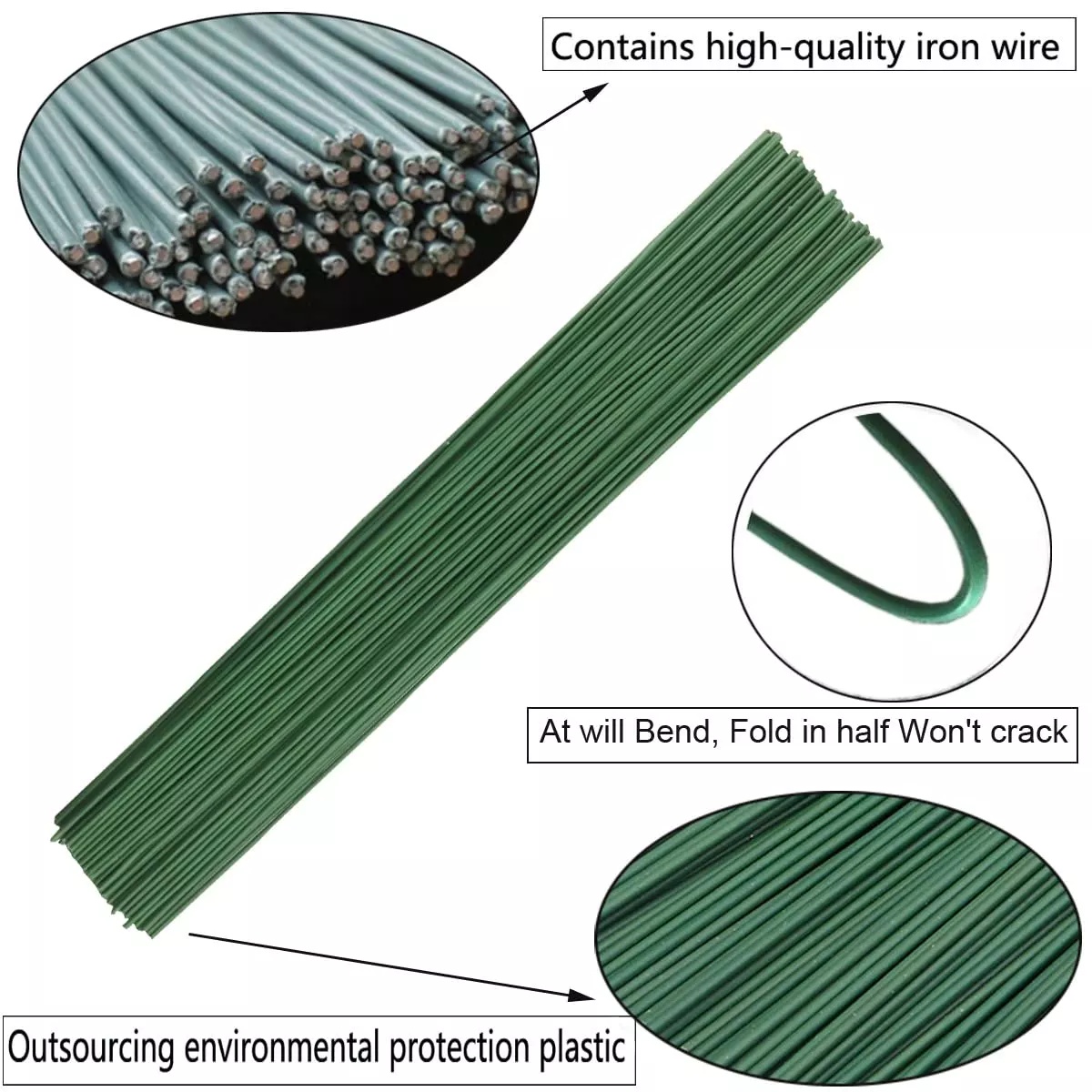 50pcs Green Floral Wire Stems  - Wire Stem Florist recension och pris
