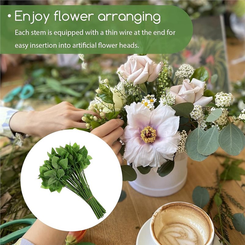 2026 New Rose-Stem With-Leaf A - Wire Stem Florist recension och pris